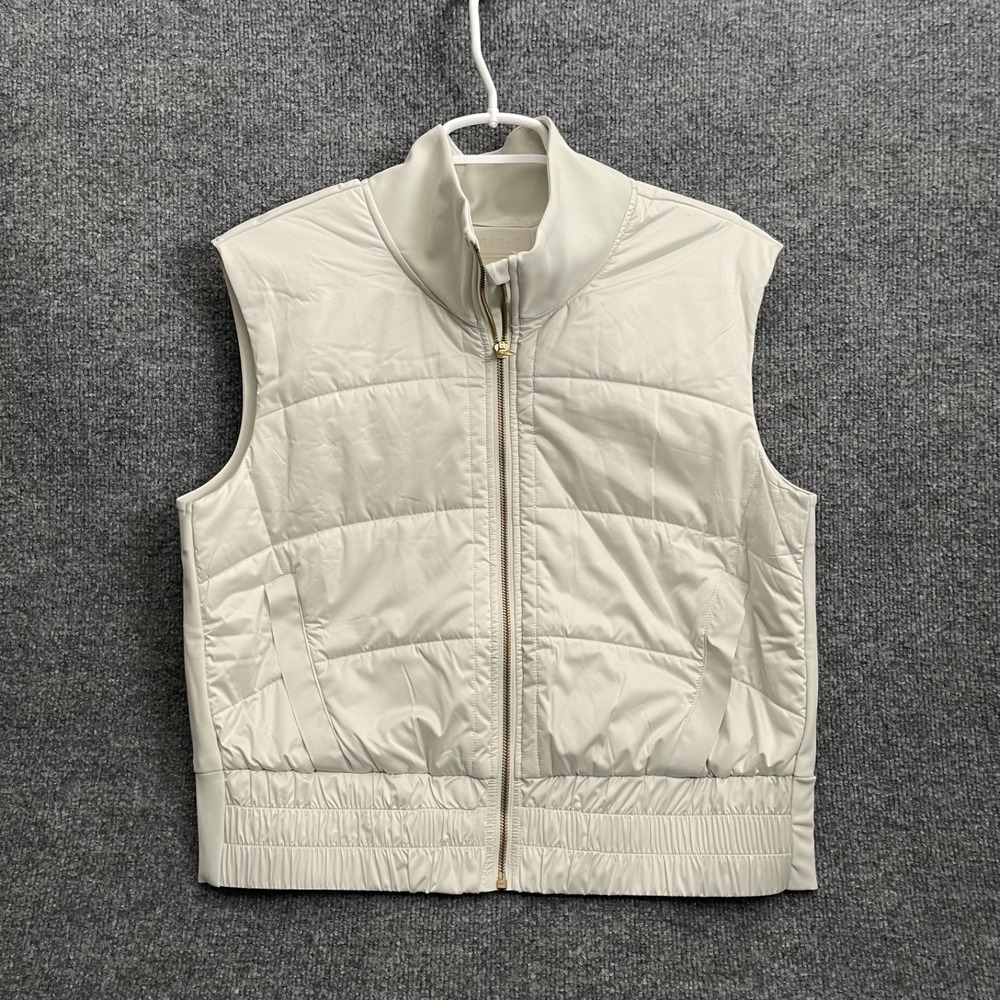 Rhone Chalet Quilted Vest Womens Sz L Softshell Water Resistant 200661 Beige